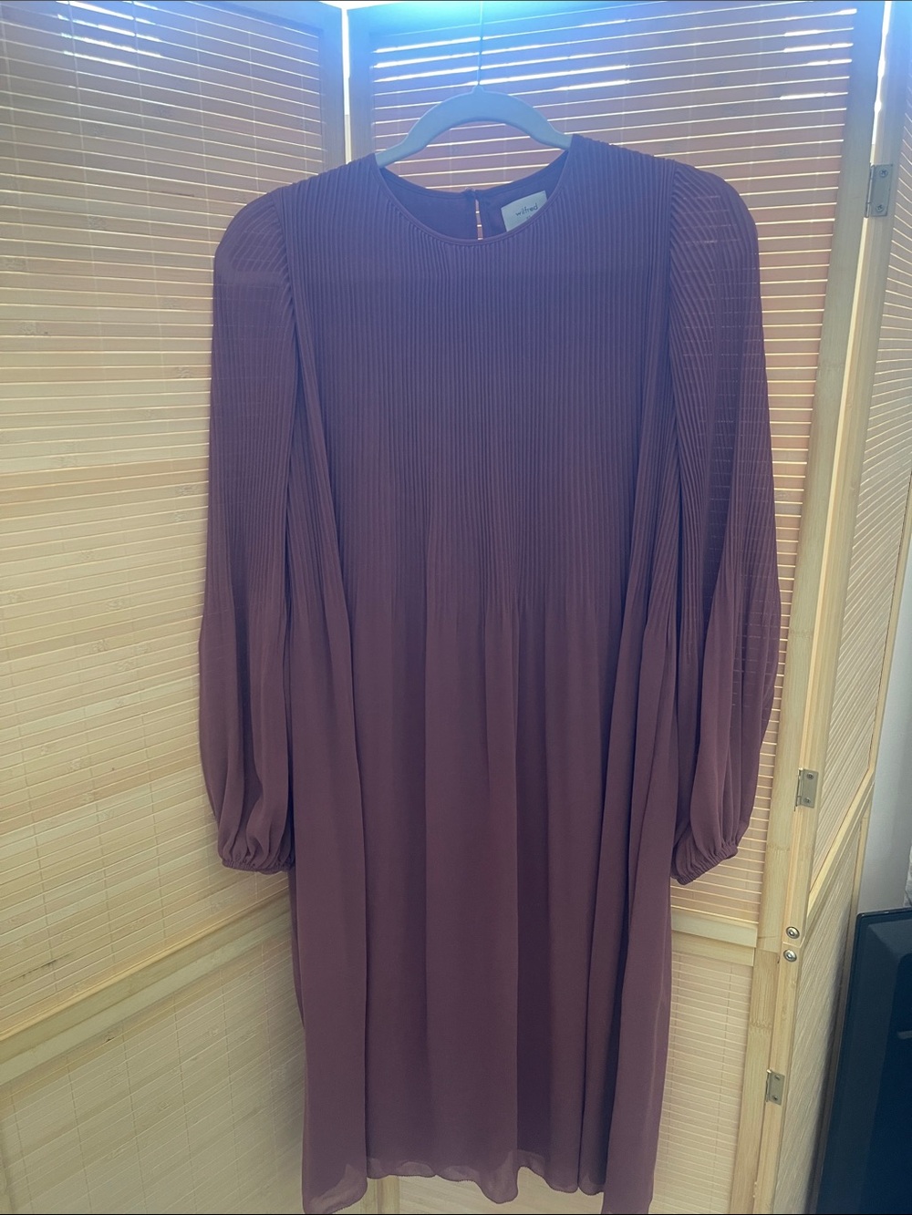 Wilfred Plum Long-Sleeve Pleated Midi Dress